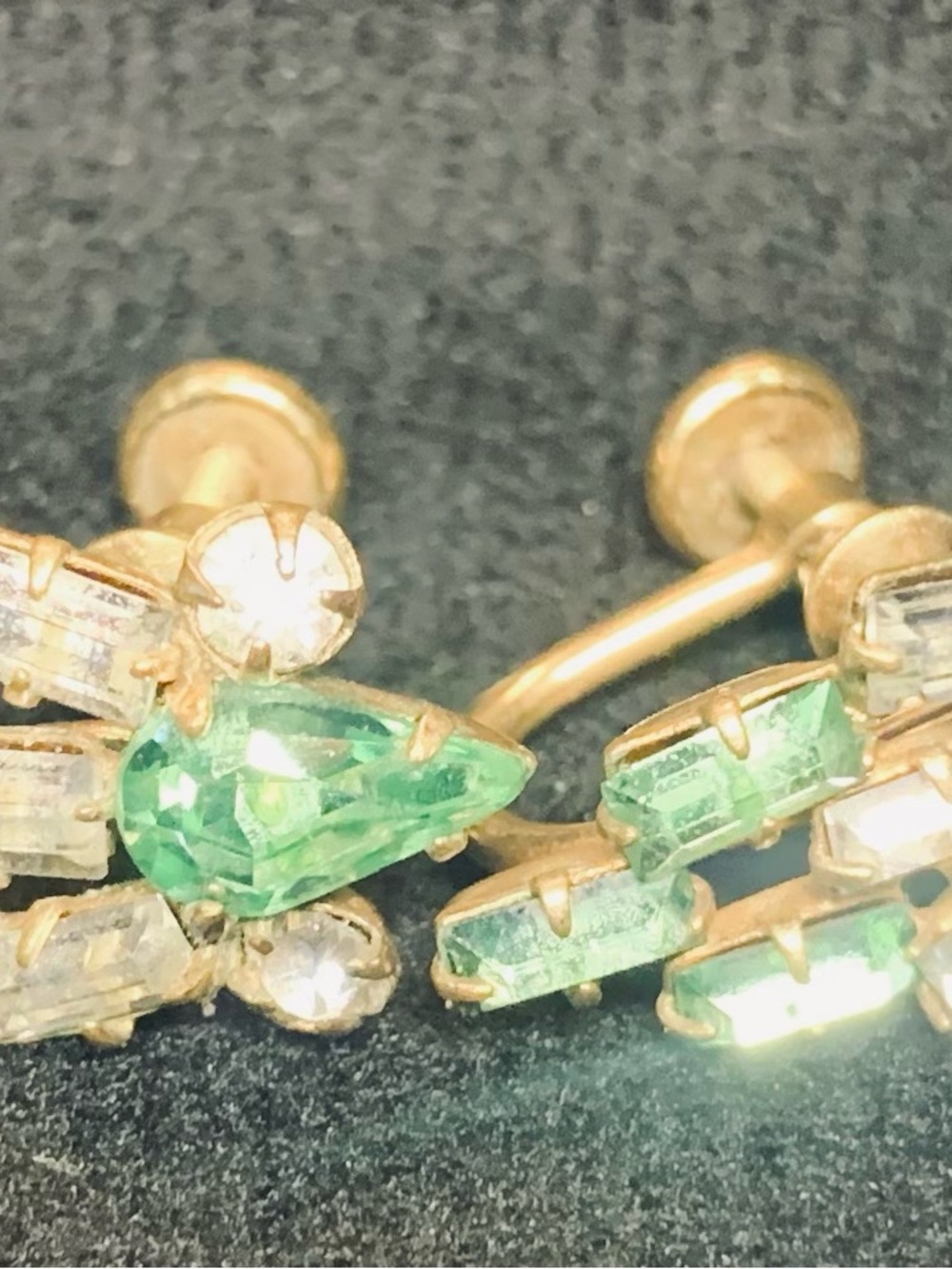 Vintage Trio Earrings 1950 includes Coro Screwback Earrings Green, Pink & Blue - Picture 7 of 8